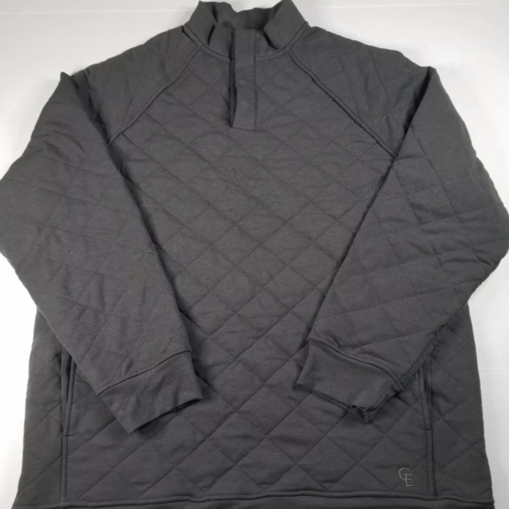 Cozy Earth Men's Bamboo Ultra Soft Quilted Snap Pullover Size XL Dark Grey